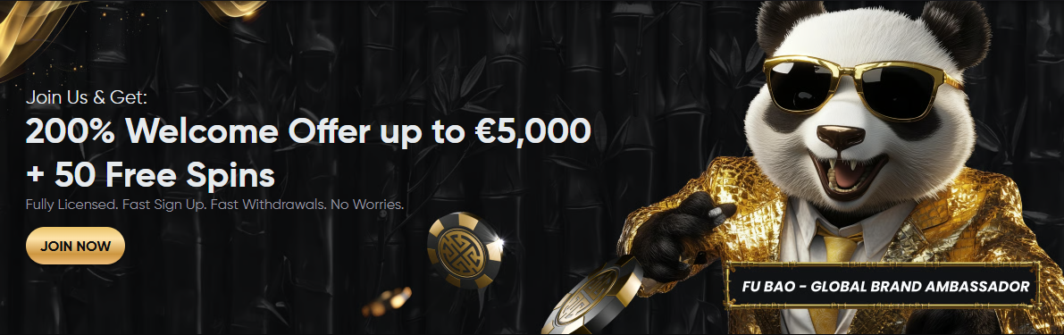 Bannière Golden Panda Casino - bonus et jeux 2026